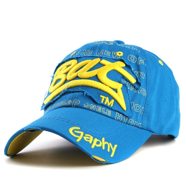 Embroidery Letter Pattern Adjustable Curved Eaves Baseball Cap, Head Circumference: 54-62cm(blue yellow) - Peaked Cap by PMC Jewellery | Online Shopping South Africa | PMC Jewellery