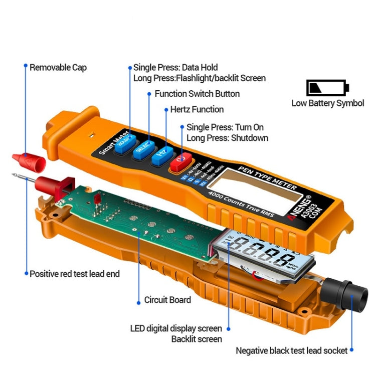 ANENG A3003 Multi-Function Pen-Type High-Precision Smart Multimeter(Black) - Digital Multimeter by ANENG | Online Shopping South Africa | PMC TechLife | Buy Now Pay Later Mobicred
