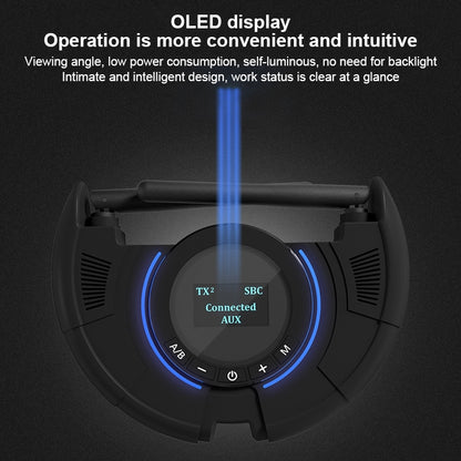 TX800 Optical Fiber Bluetooth 5.0 Transmitter Receiver Audio Adapter with Dual Antennas & OLED Display - Audio Receiver Transmitter by PMC Jewellery | Online Shopping South Africa | PMC Jewellery