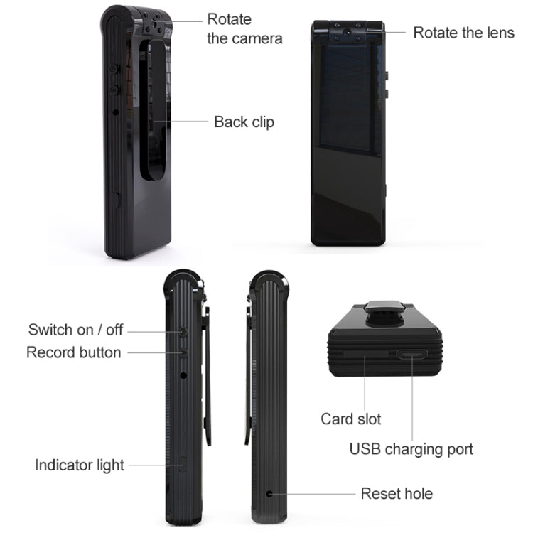 B19 Back Clip Design 1080P HD Camera Video Recorder, Support Motion Detection / Infrared Night Vision /180 Degrees Rotation Camera / TF Card / OTG - free shipping - PMC TechLife - Order now!