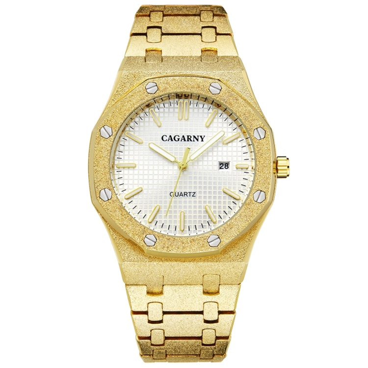 CAGARNY 6885 Octagonal Dial Quartz Dual Movement Watch Men Stainless Steel Strap Watch(Gold Shell White Dial) - Metal Strap Watches by CAGARNY | Online Shopping South Africa | PMC Jewellery | Buy Now Pay Later Mobicred