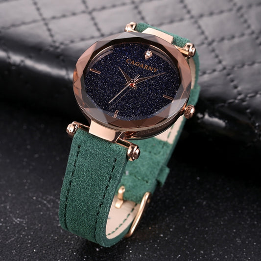 CAGARNY 6877 Water Resistant Fashion Women Quartz Wrist Watch with Leather Band(Green) - Metal Strap Watches by CAGARNY | Online Shopping South Africa | PMC Jewellery | Buy Now Pay Later Mobicred