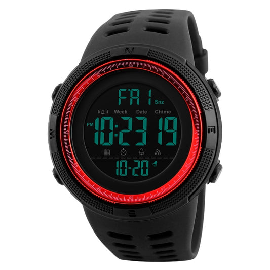 SKMEI 1251 Men Fashionable Outdoor 50m Waterproof Sports Watch Digital Watch with PU Watchband(Black Red) - Sport Watches by SKMEI | Online Shopping South Africa | PMC Jewellery | Buy Now Pay Later Mobicred