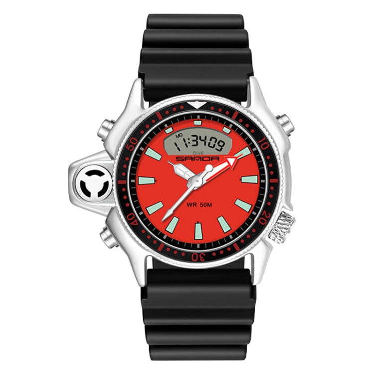 SANDA 3008 Multifunctional Men Outdoor Sports Noctilucent 50m Waterproof Digital Wrist Watch (Black Red) - Sport Watches by SANDA | Online Shopping South Africa | PMC Jewellery | Buy Now Pay Later Mobicred