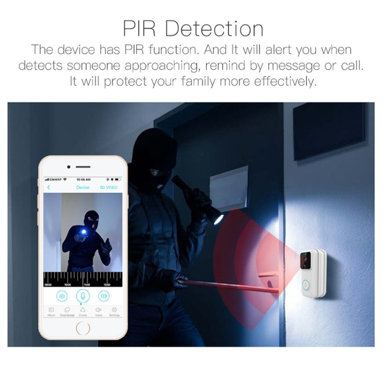 Anytek B60 720P Smart WiFi Video Visual Doorbell, Support APP Remote & PIR Detection & TF Card(White) - free shipping - PMC TechLife - Order now!