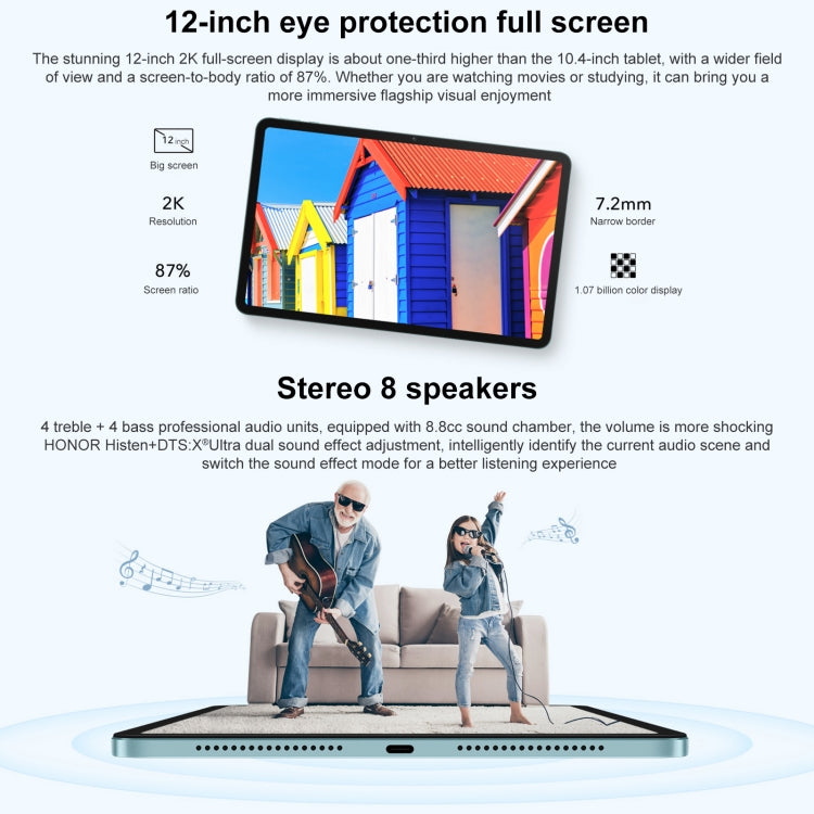 Honor Pad 8 HEY-W09 WiFi, 12 inch, 6GB+128GB, Magic UI 6.1 (Android S) Qualcomm Snapdragon 680 Octa Core, 8 Speakers, Not Support Google(Mint Green) - free shipping - PMC TechLife - Order now!