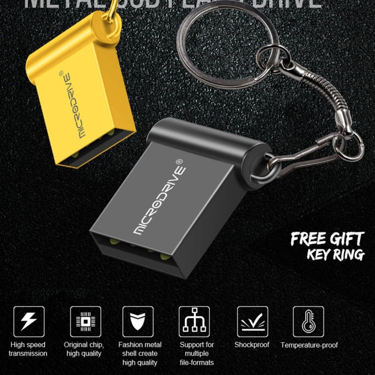 MicroDrive 64GB USB 2.0 Metal Mini USB Flash Drives U Disk (Black) - USB Flash Drives by MicroDrive | Online Shopping South Africa | PMC Jewellery