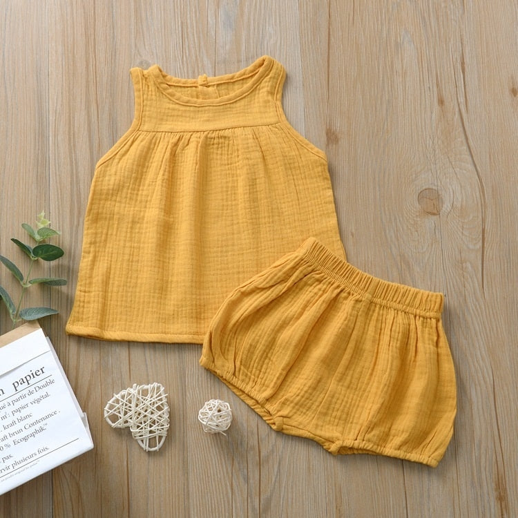 Children multicolor vest + big PP shorts two-piece suit (Color:Yellow Size:110) - Kids Clothing by PMC Jewellery | Online Shopping South Africa | PMC Jewellery